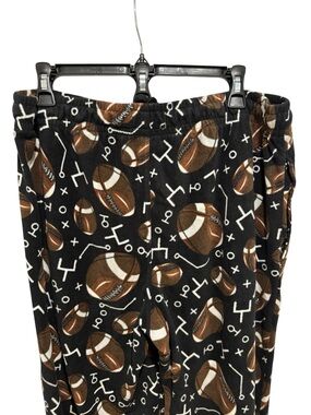 Men’s Black Football-Print Fleece Bottoms Size L